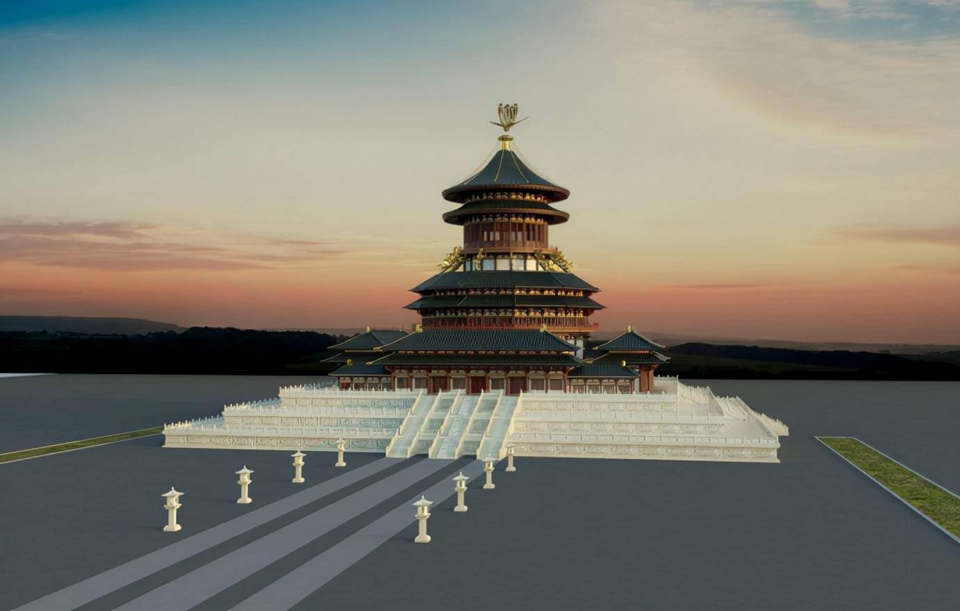 比上阳宫更雄伟壮丽的是武则天时期修建的明堂,这明堂又称万象神宫.