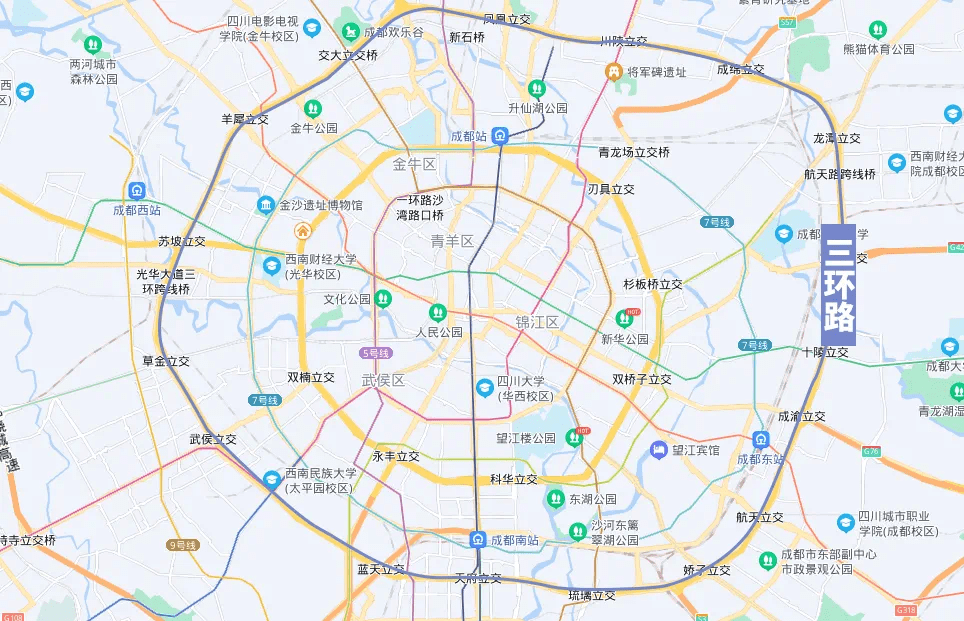 成都市三环路地图图片