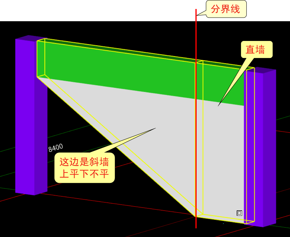 軟件處理的基本策略,就是畫個直牆和斜牆,如圖5所示.