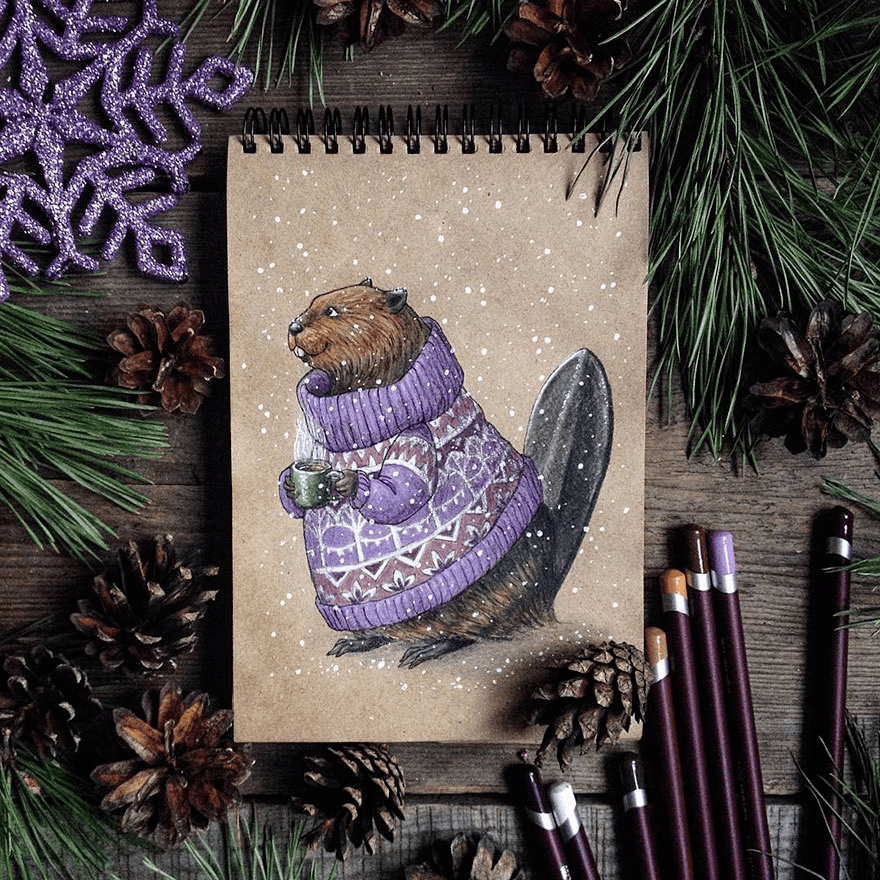 彩铅动物人物画师liaselina