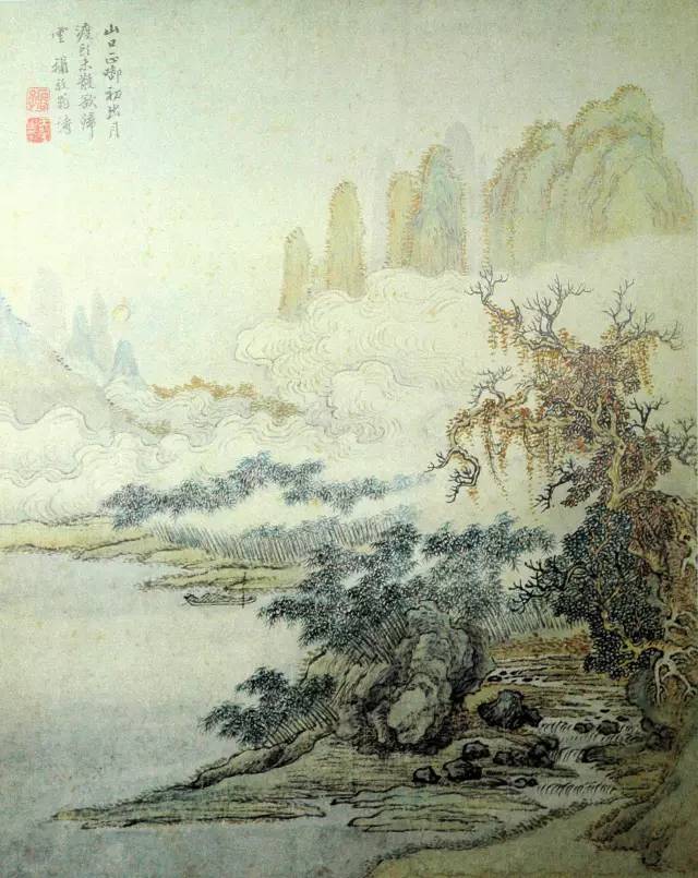 模写 王石谷 「似元人用筆山水」掛軸 中国美術 手っ取り早かっ