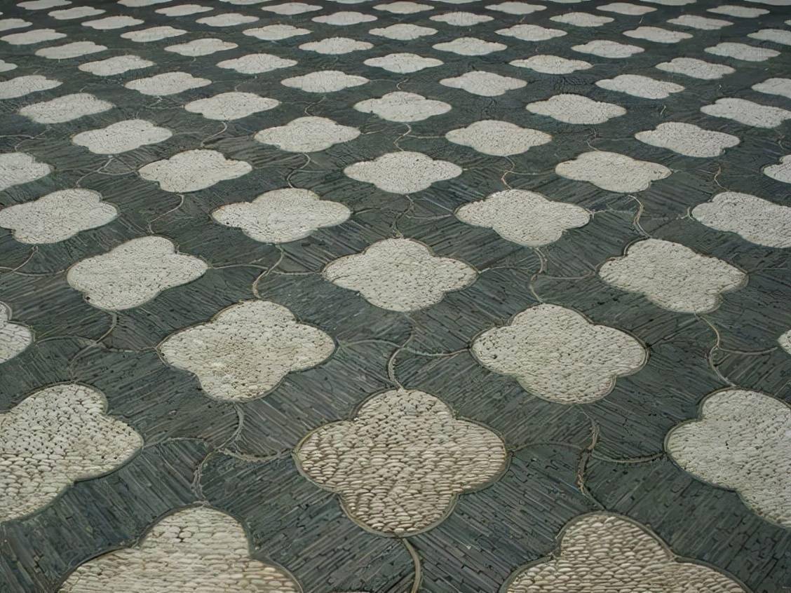 块石 青砖拼花系列卵石拼花系列铺装下面欣赏下这些中式庭院的铺装