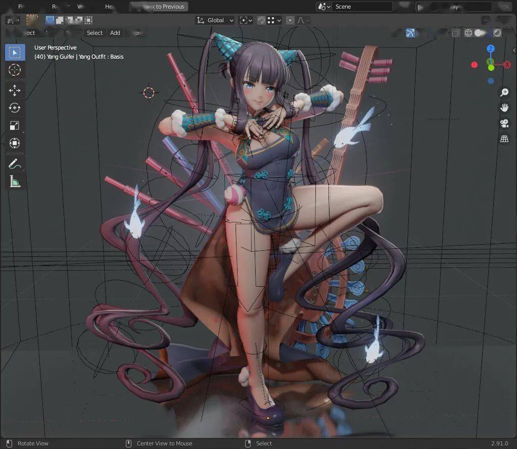 当二次元遇到3d建模,纸片人老婆也能变得肉感十足!_人物_blender_作品