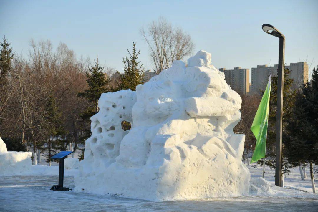 用情雕刻结冰雪情缘快来欣赏长春大学生的雪雕作品