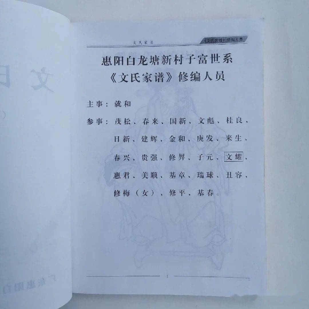 文氏族谱 | 广东惠阳白龙塘新村子富世系_惠州_文天祥_文姓