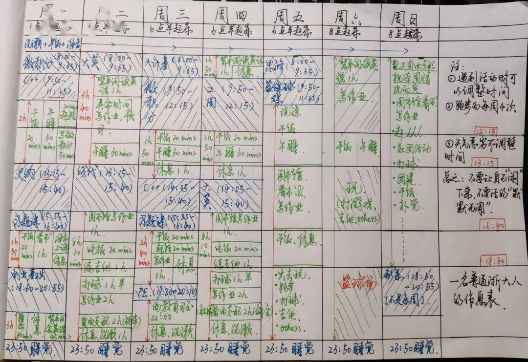 董静|高校学霸的这些作息表，细节满分......