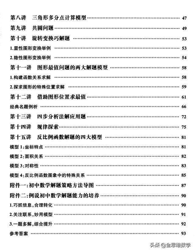 反比例函数解题的四大模型 关系 综合题 目录