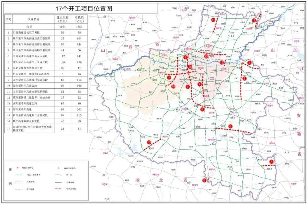 下面,我们来看看这17个项目的具体点位:据了解,与至卢氏高速沈丘至