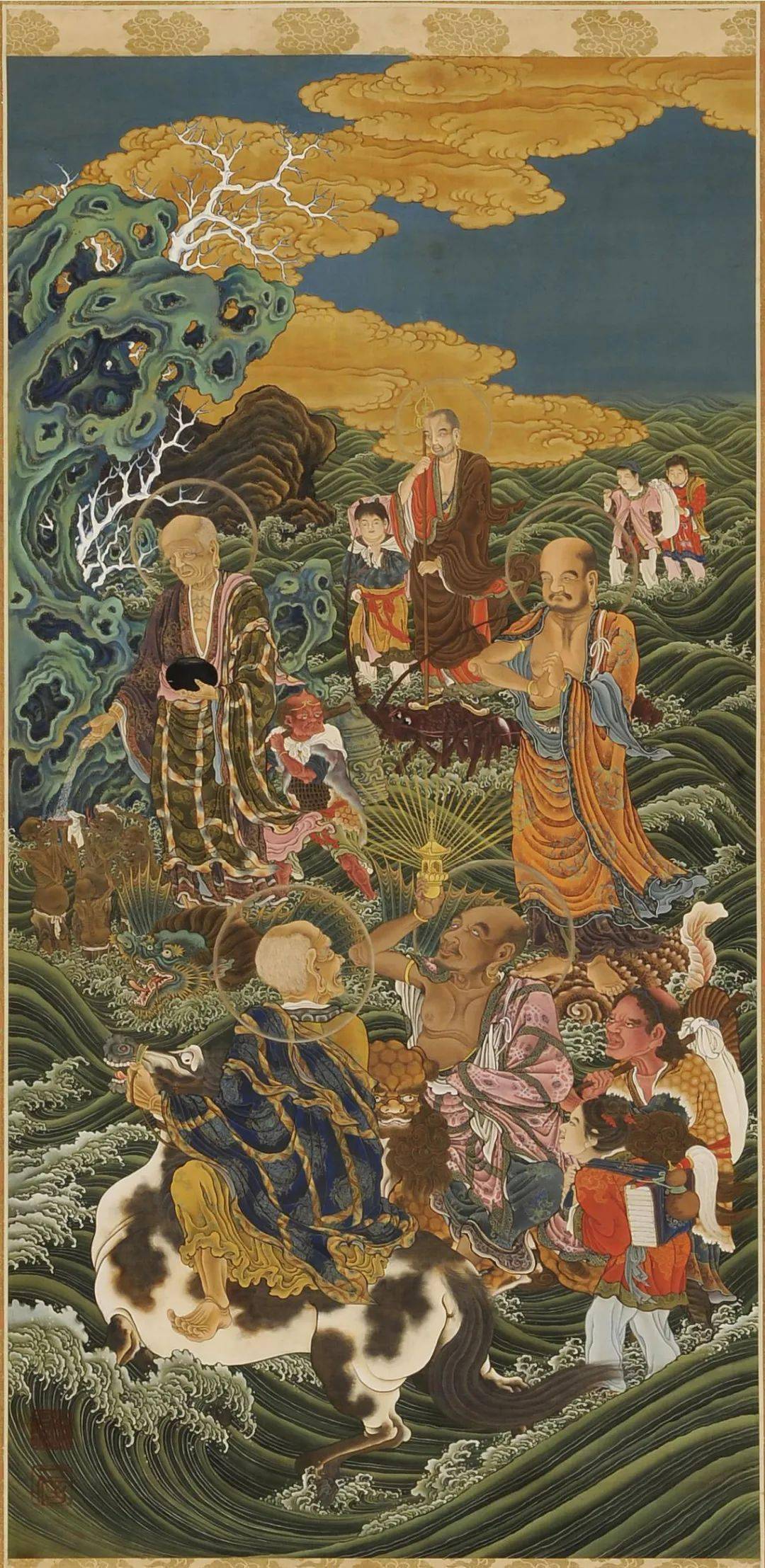 一信的《五百罗汉图》_芥子园_画谱_中国画