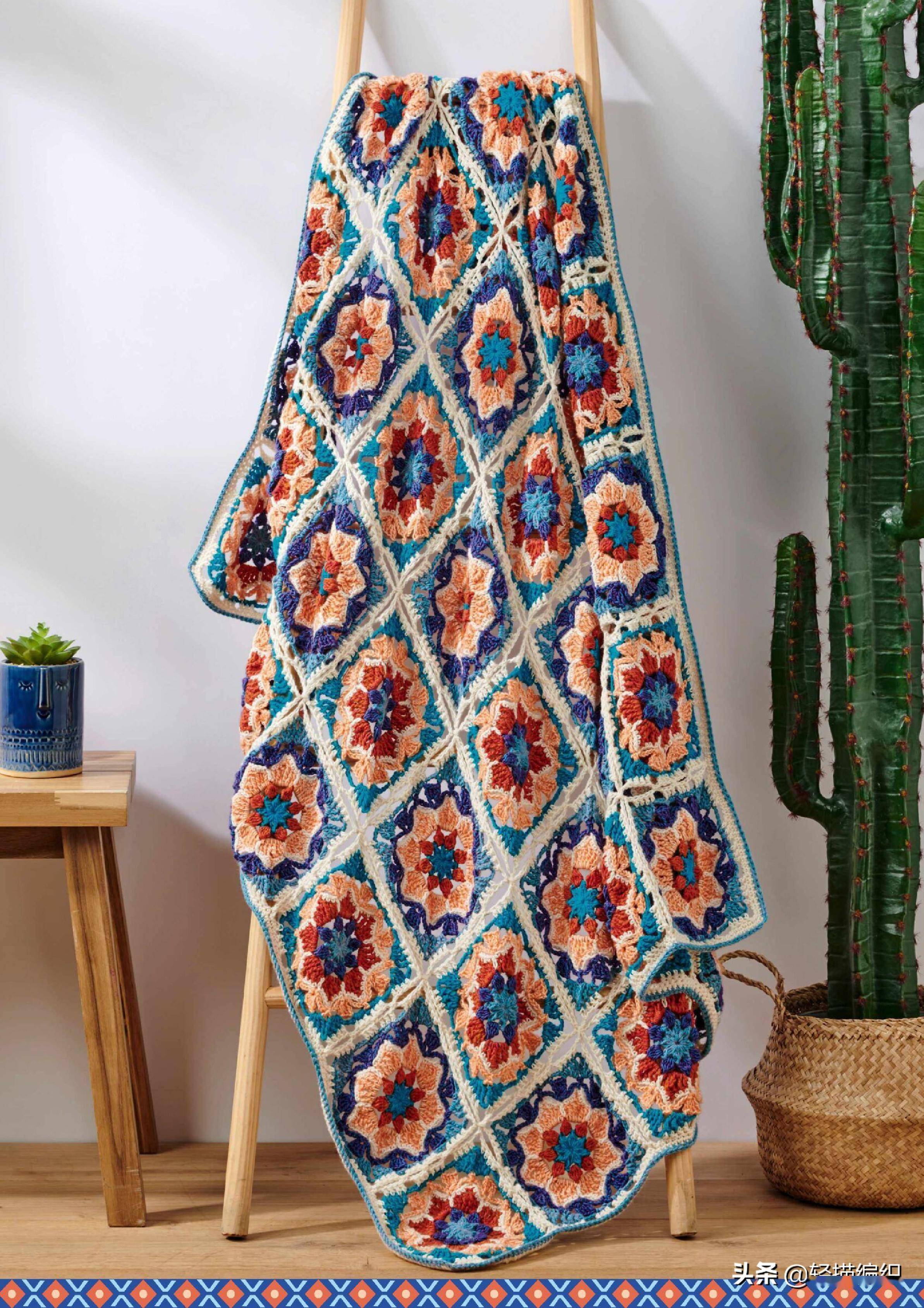 祖母格系列钩品有盖毯桌垫靠背和壁挂等精美大方