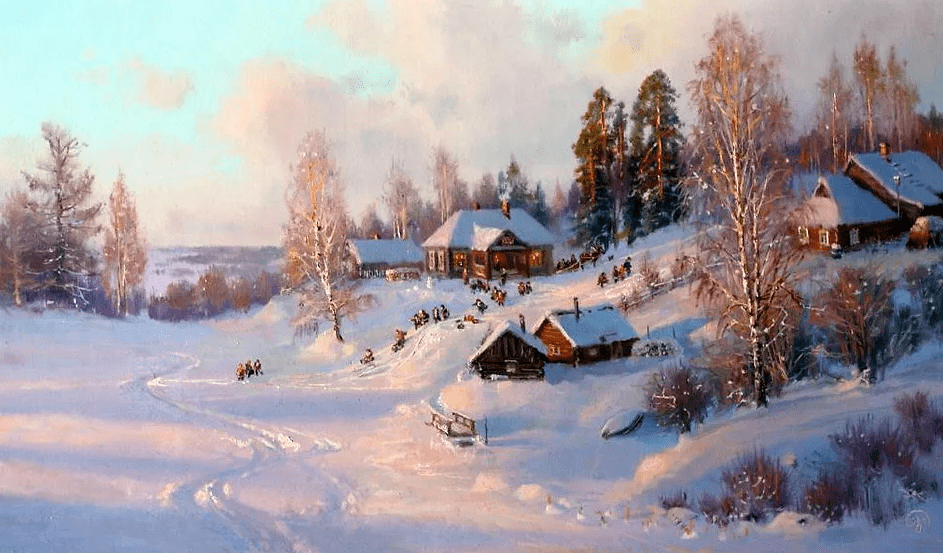 冬天的美景画图图片