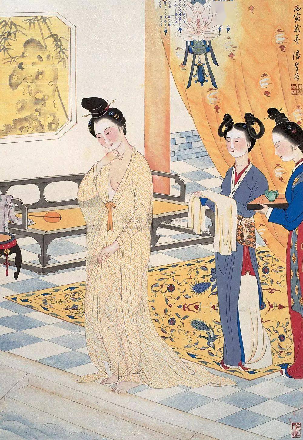 历代名家笔下的贵妃出浴图相当香艳