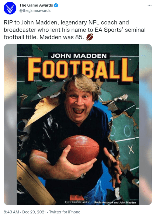 Madden|传奇NFL教练约翰·麦登去世 享年85岁