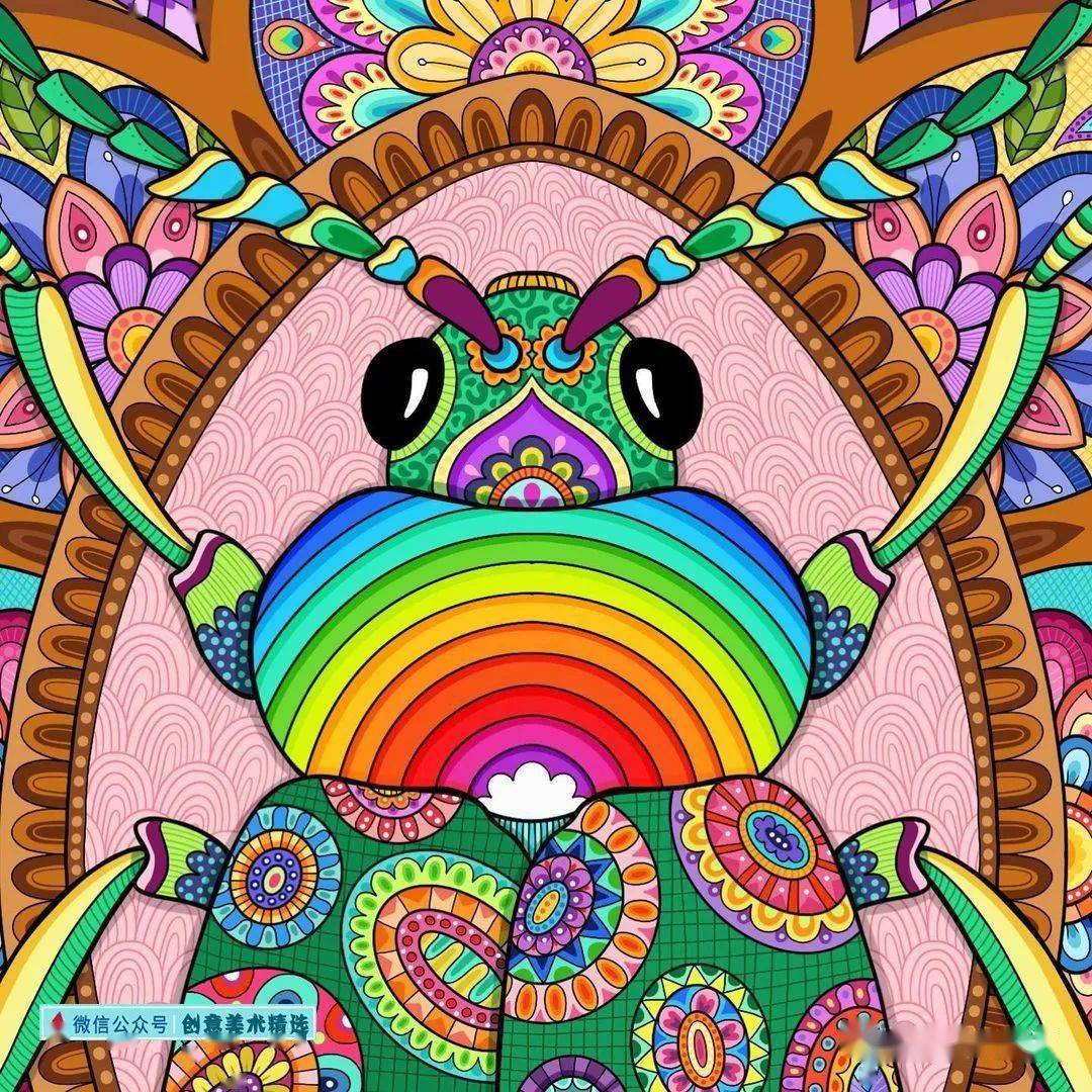 19张丰富多彩的色彩装饰画,揭秘配色的2个重要原则!_作品_人们_艺术