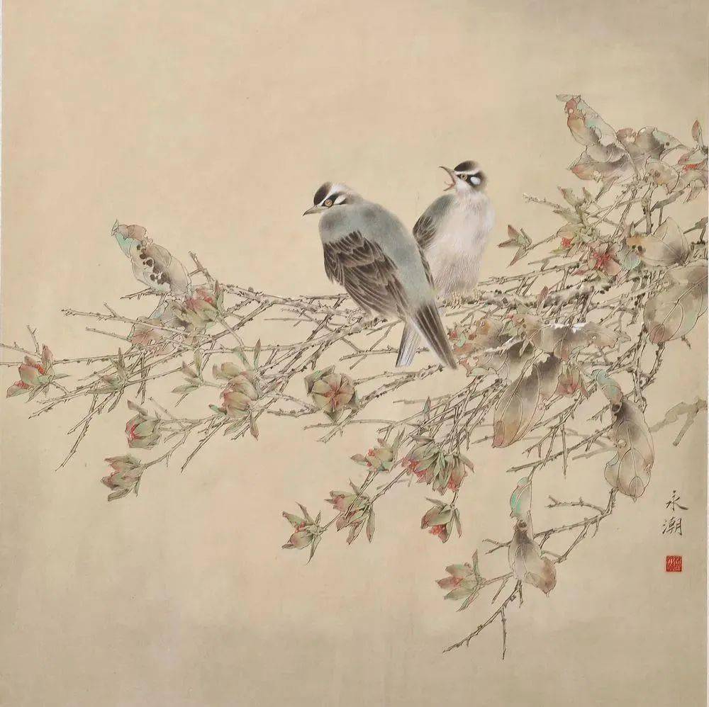 林永潮的工笔花鸟画可以上溯至两宋的院体画