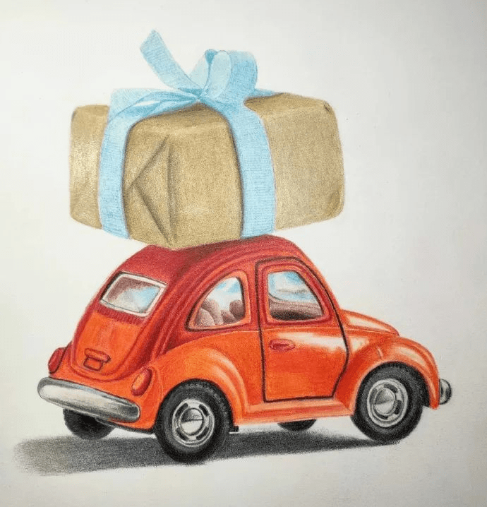 彩铅玩具小汽车步骤图,画得太好了!_书法_公众_幻景