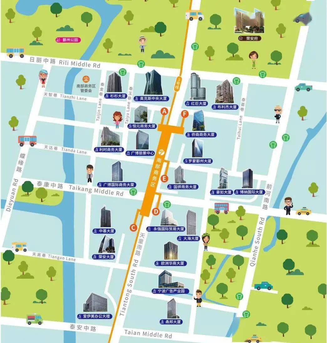 南部商务区站为宁波轨道交通3号线全线最长的地下车站,全长484.