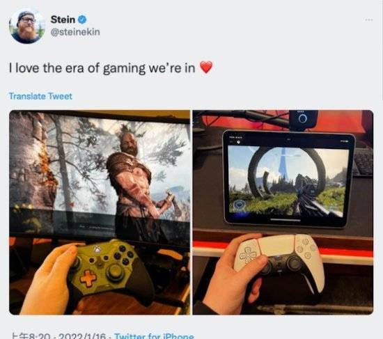 Xbox社交媒体经理晒用微软手柄玩战神 PS手柄玩光环