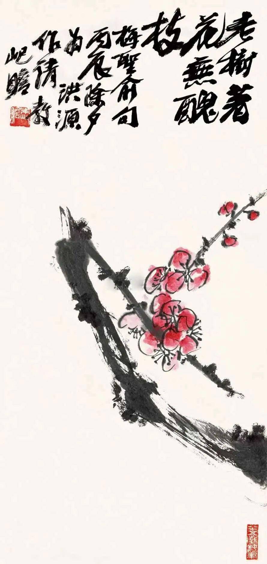 腊月,赏这腊梅图,回味无穷_国画_梅花_朱屺瞻