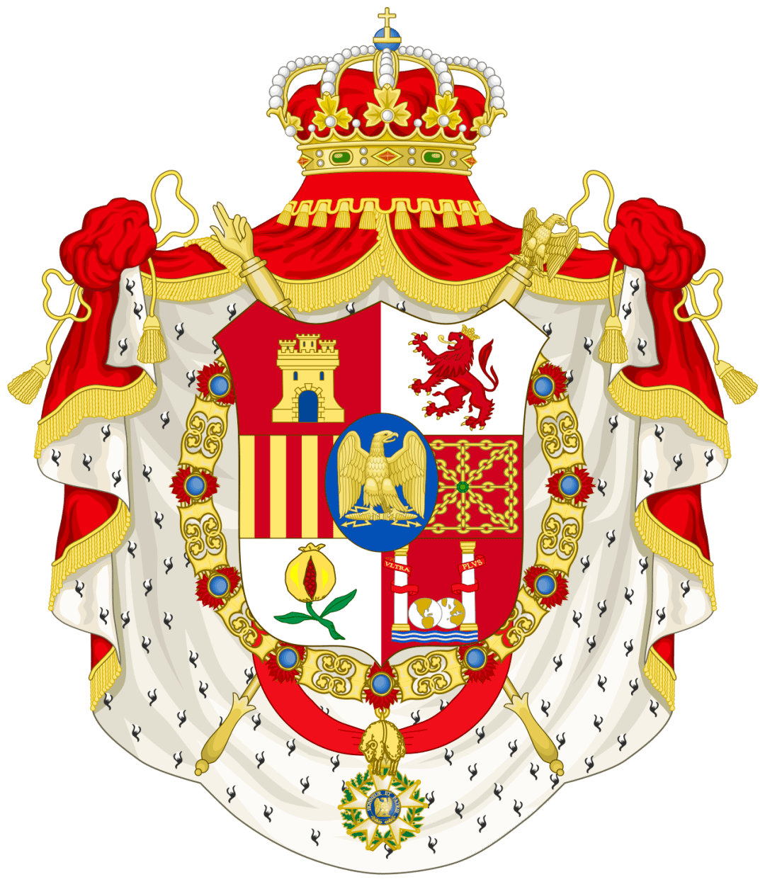 西班牙王国(波拿巴王朝)的国旗与国徽1808年,半岛战争爆发,法国皇帝