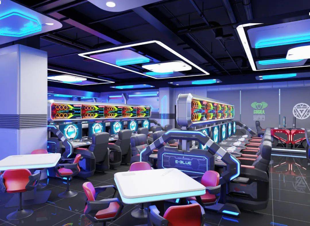 宜博电竞馆陆河岁宝店占地约600平米集五黑房对战区桌球棋牌等