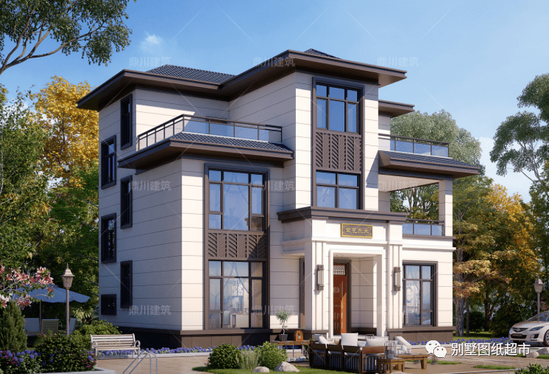 16款新中式三层农村别墅好看实用返乡建房首选新中式