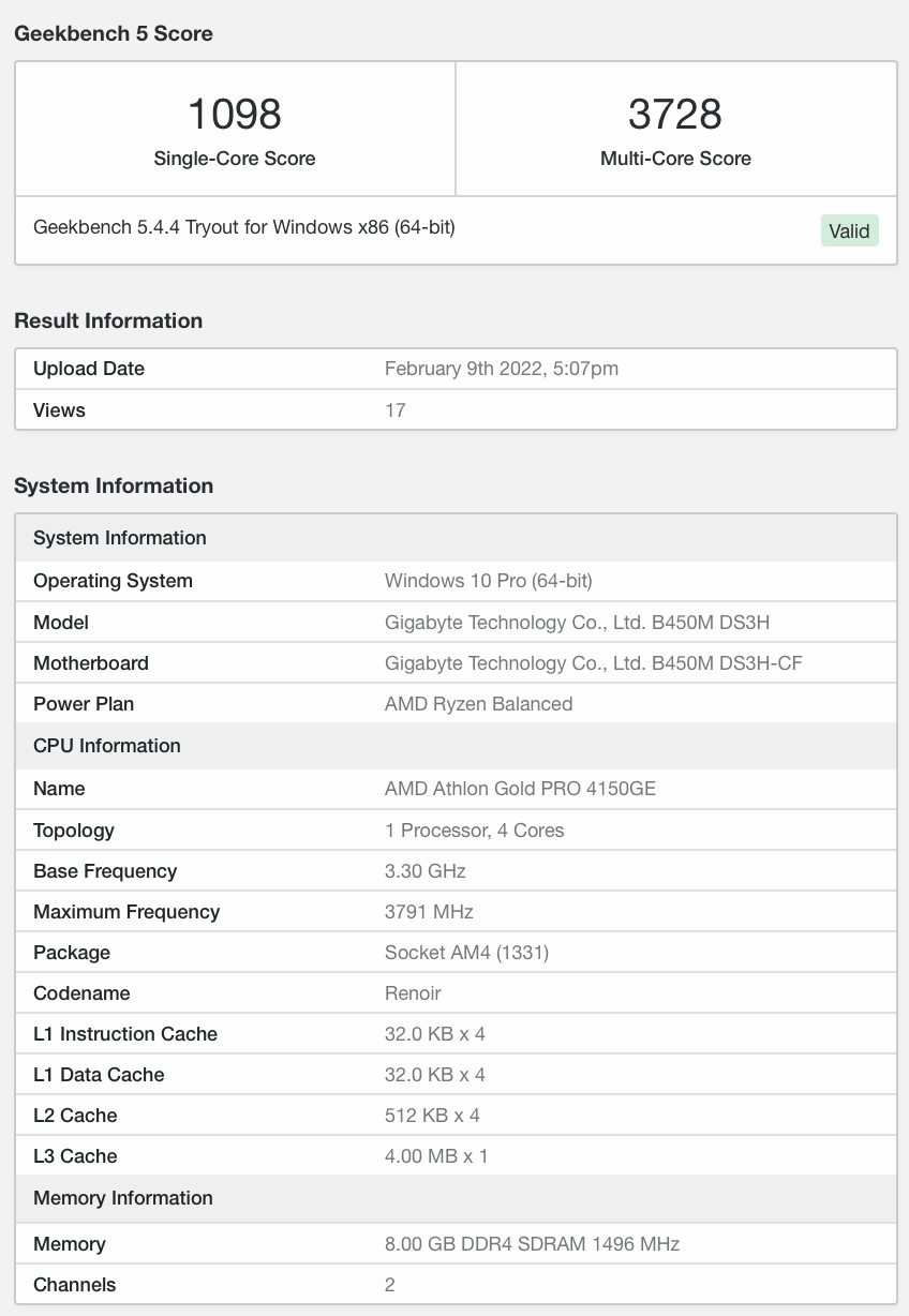 架构|AMD 速龙 Gold PRO 4150GE 现身 Geekbench