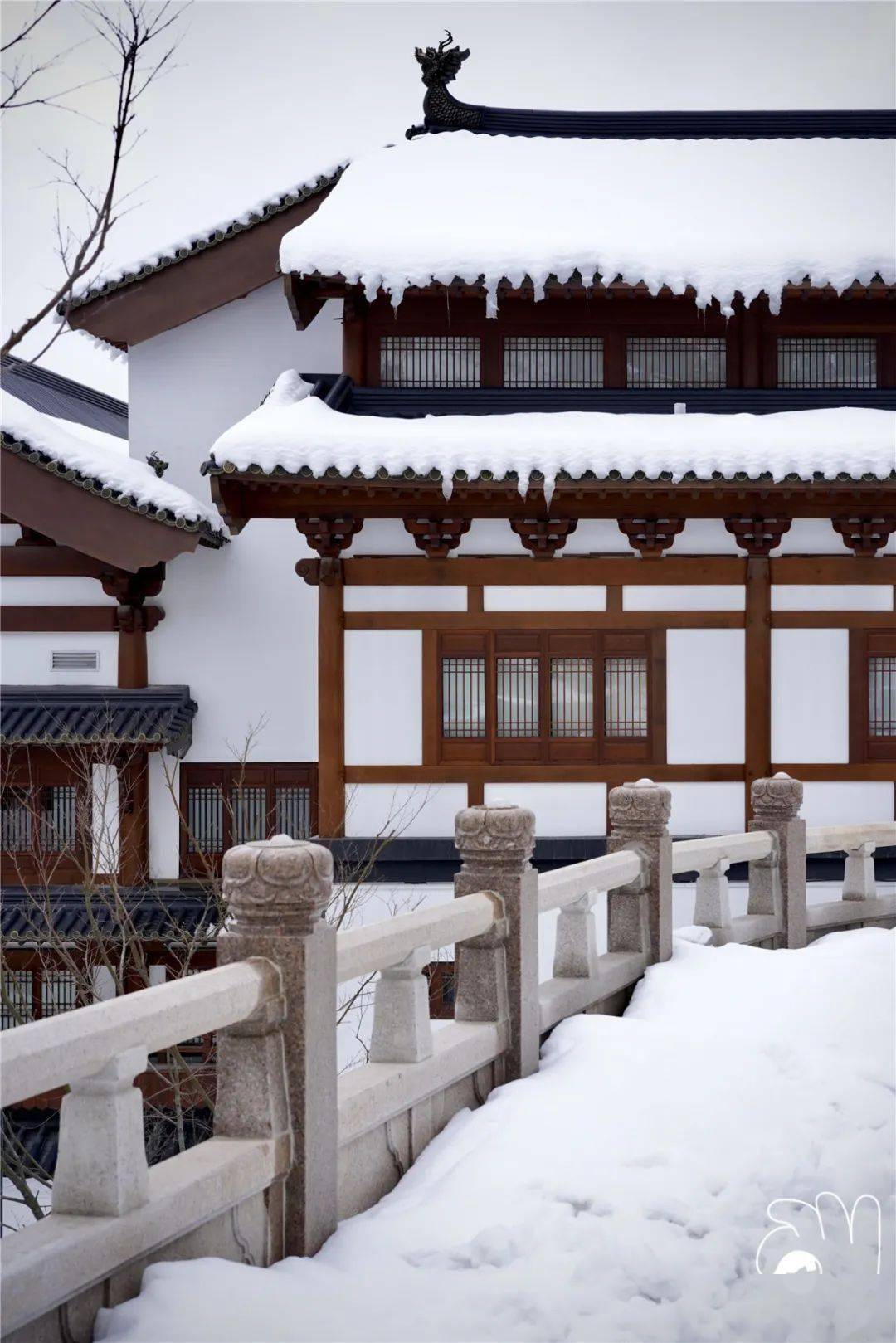 来回4h雪后的径山寺值了