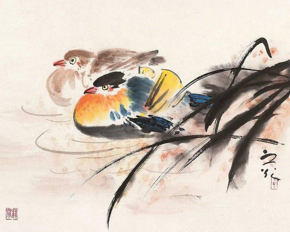 荷塘鸳鸯图1963年作陈子庄 鸳鸯丁衍庸 鸳鸯图内容来源:微水墨艺术