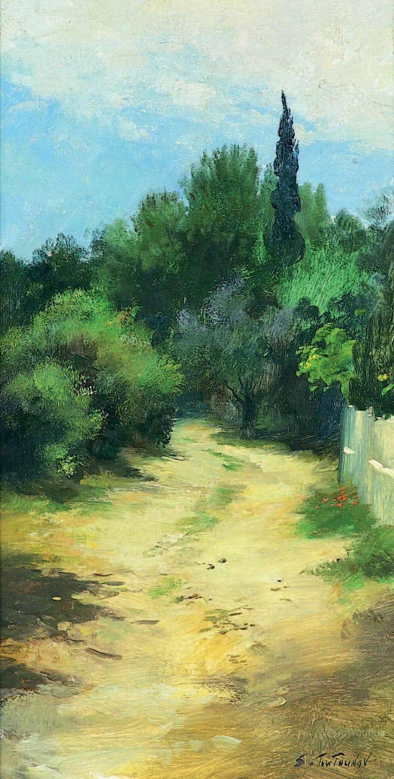 长竖构图风景油画俄罗斯画家谢尔盖图图诺夫作品