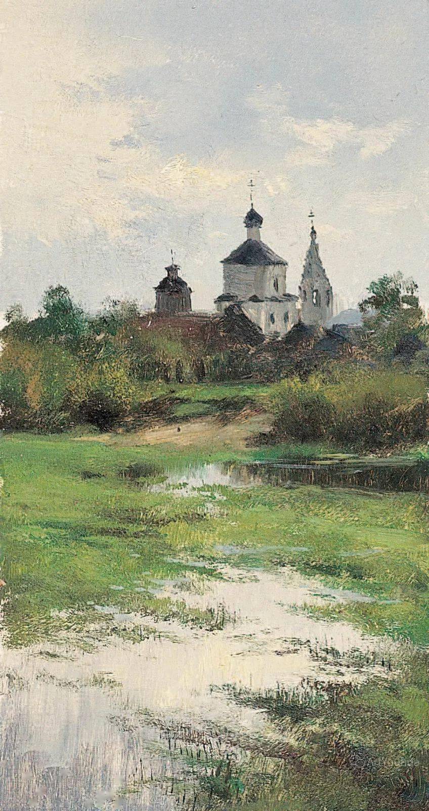 长竖构图风景油画俄罗斯画家谢尔盖图图诺夫作品