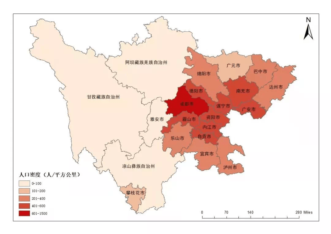 四川城市人口分布图图片