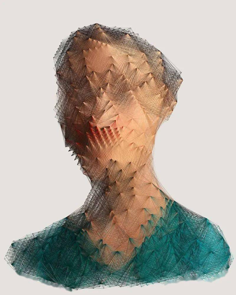 被可以模糊的人物肖像钉子画