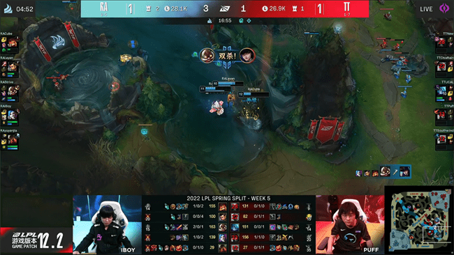 双方|LOL-LPL：iBoy厄斐琉斯盲视野天秀走位，RA让一追二2-1战胜TT