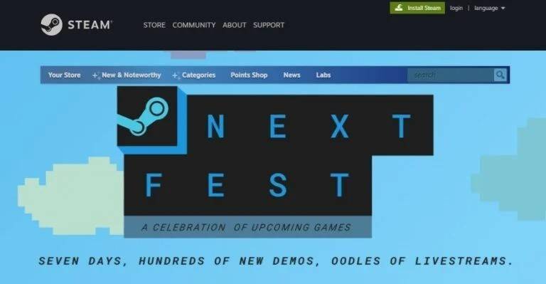 Steam新NextFest活动带来上百款新游戏试玩
