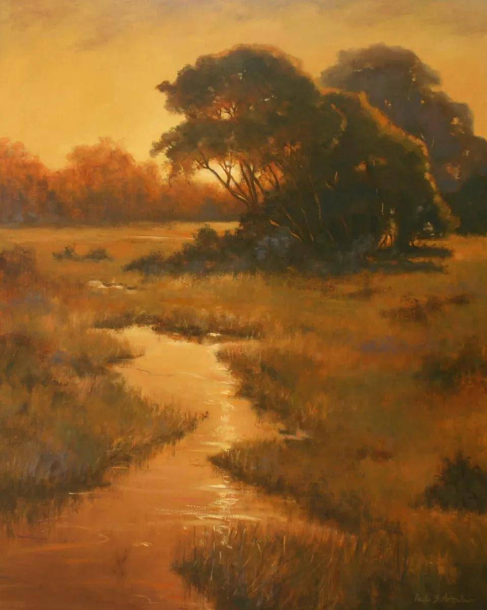 这美国女画家油画笔下的落日晚霞美的一绝