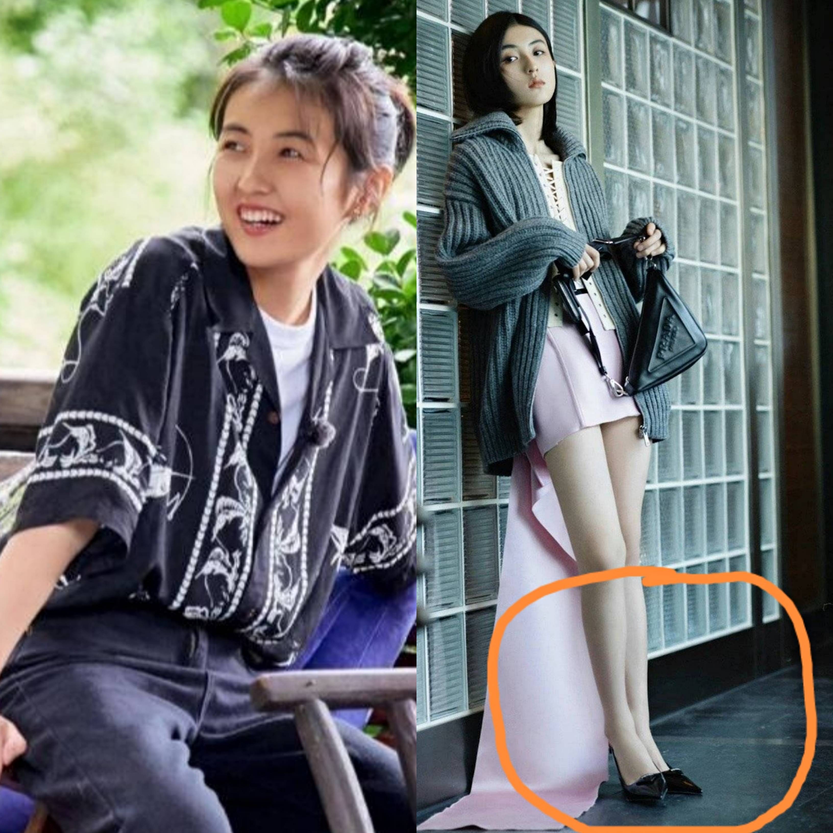 "张子枫"第一次穿尖头高跟鞋!