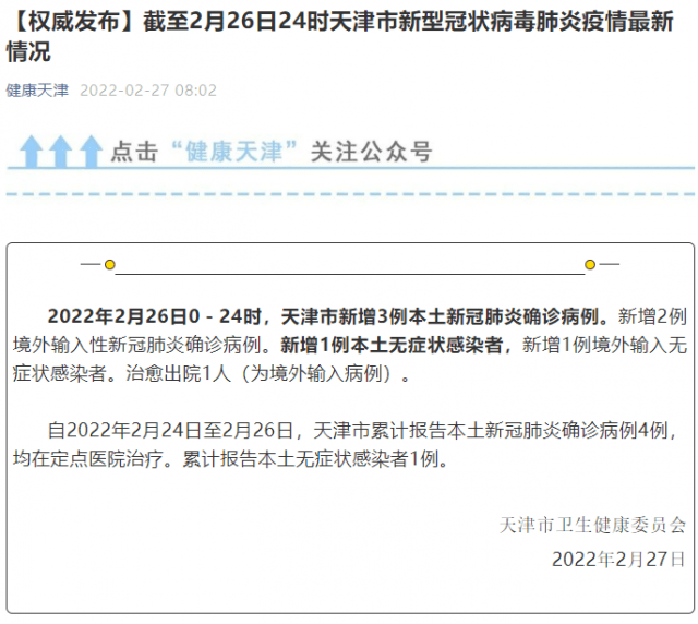 微信|天津昨日新增3例本土新冠肺炎确诊病例