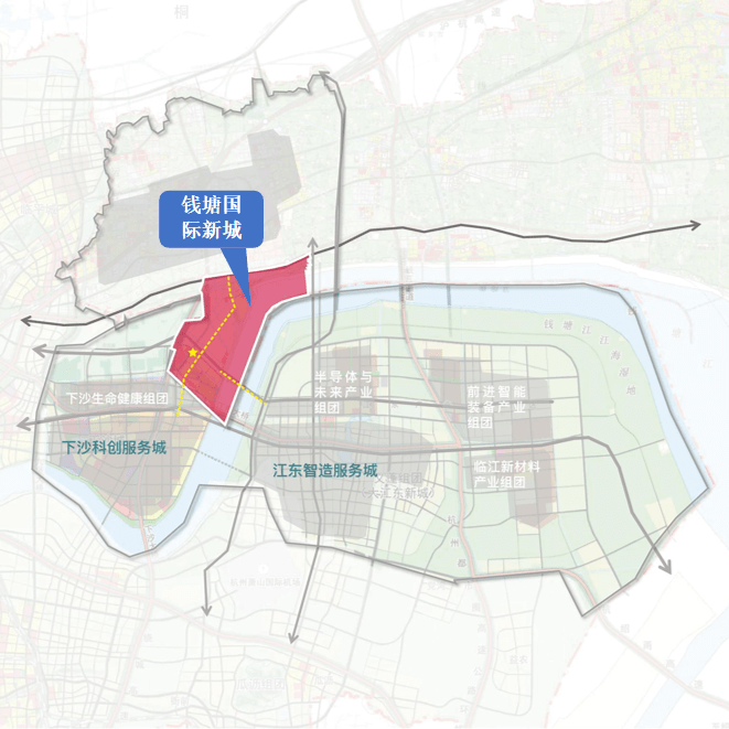 图源:网络钱塘国际新城,其城市骨架正逐渐被打开,与杭州东部共发展