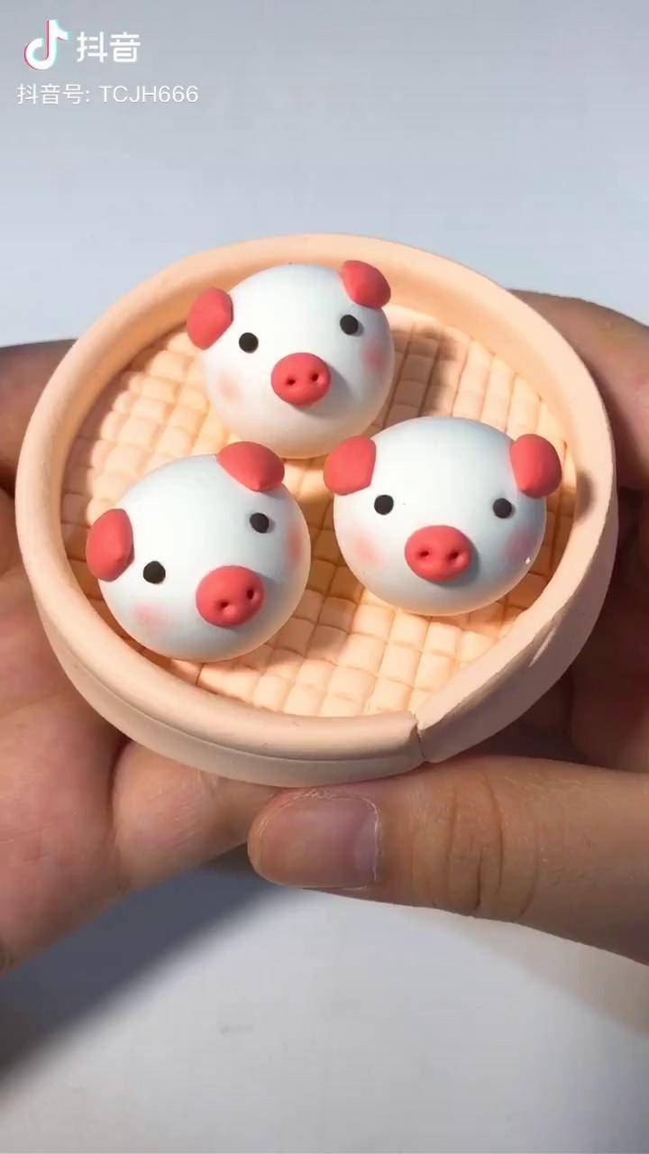 送你一笼小猪包不够再来一笼手工粘土手工diy创意猪包子天才计划