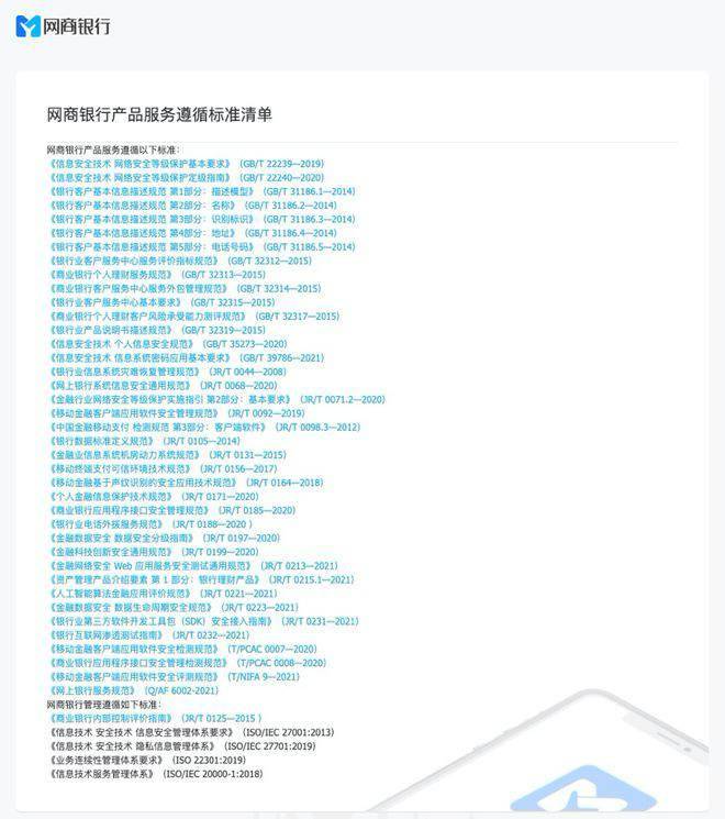 支付宝、网商银行公布产品服务遵循标准清单