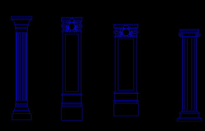 分享欧式立柱罗马柱柱头柱脚cad图