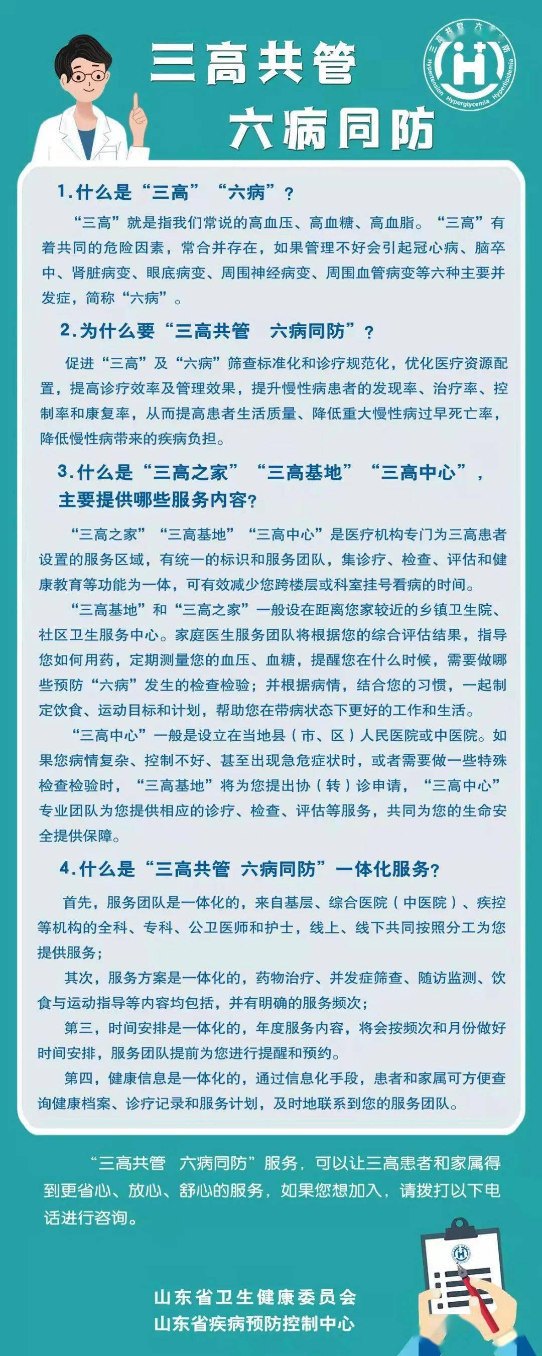 【项目宣传】核心信息:三高共管 六病同防(附海报)_服务_诊疗_一体