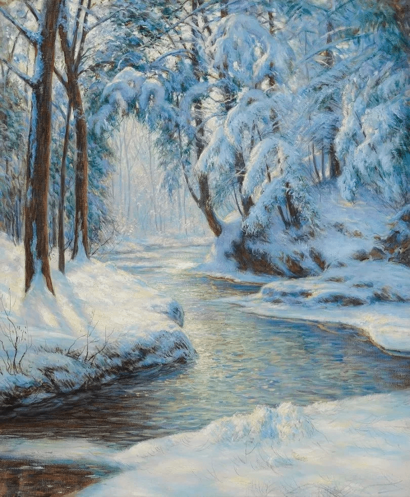 帕尔默的雪景油画美