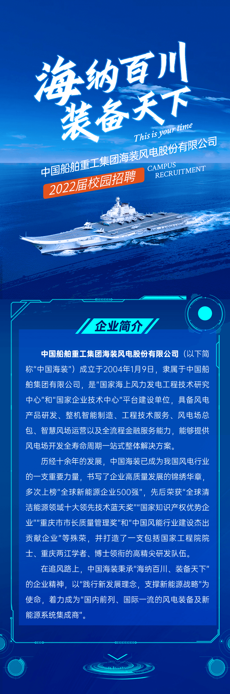 國防軍工 | 中國船舶重工集團海裝風電股份有限公司2022屆校園招聘_軍