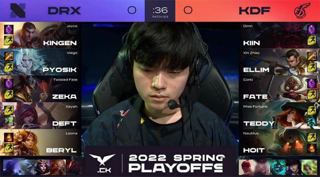 杰斯|LOL-LCK：Kiin酒桶致命E闪R炸回Deft霞，KDF“下克上”3-2淘汰DRX