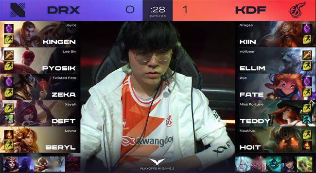 杰斯|LOL-LCK：Kiin酒桶致命E闪R炸回Deft霞，KDF“下克上”3-2淘汰DRX