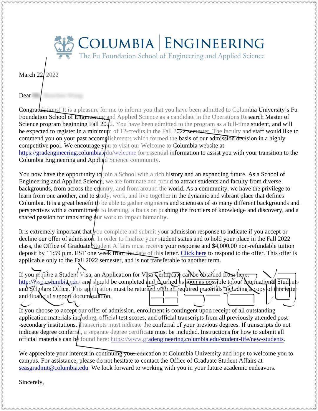 祝贺天和学子收获8枚哥伦比亚大学运筹学(columbia university master