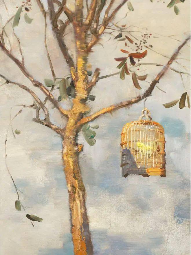 李骍 《笼中鸟》 80cm×50cm 布面油画 2019年梁思婷 《秘no.