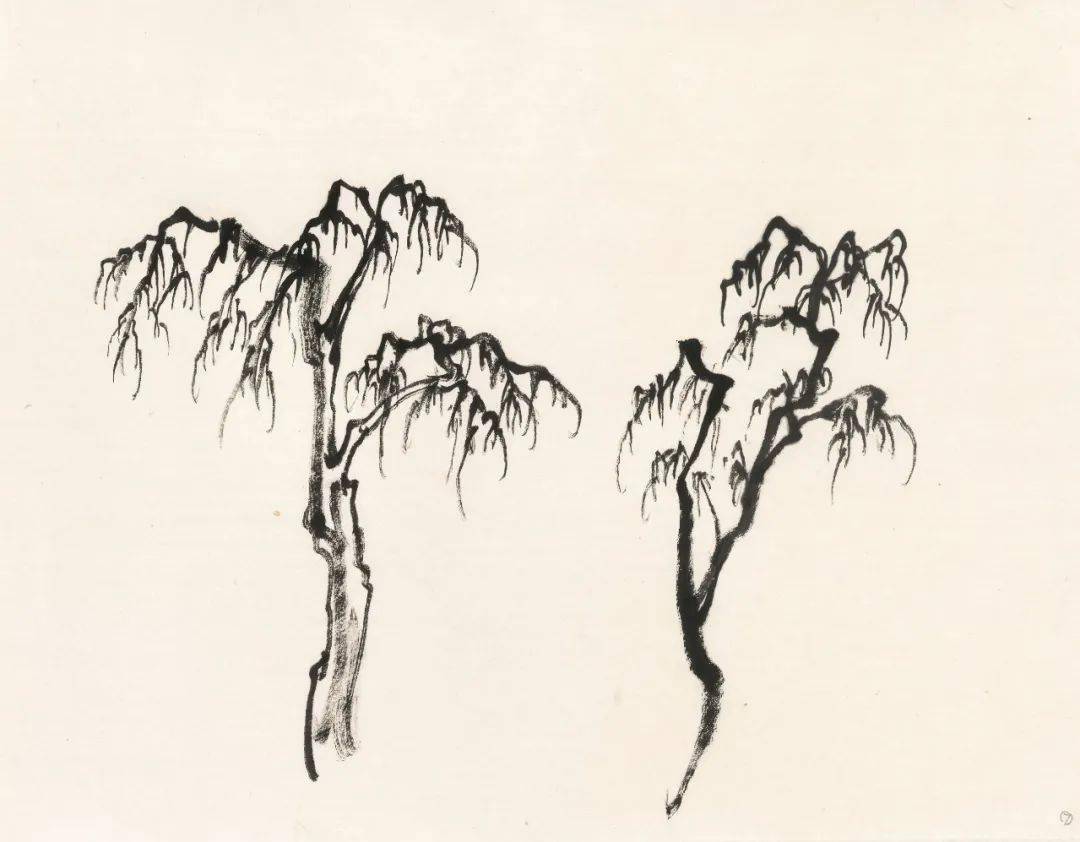 临摹陆俨少树石课徒稿示范